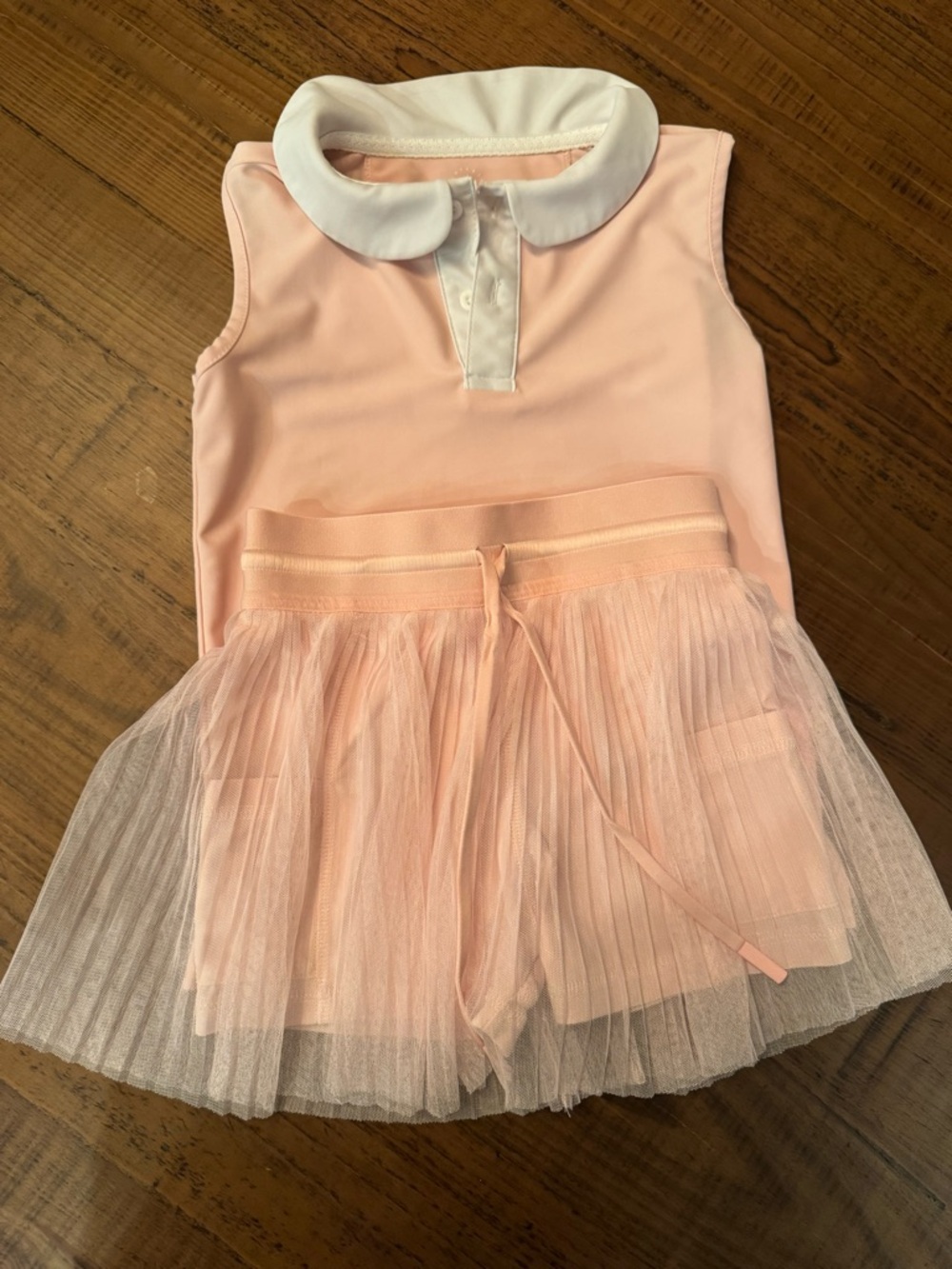 Courtside kids Pink Tulle Skirted Shorts and Polo Top Set
